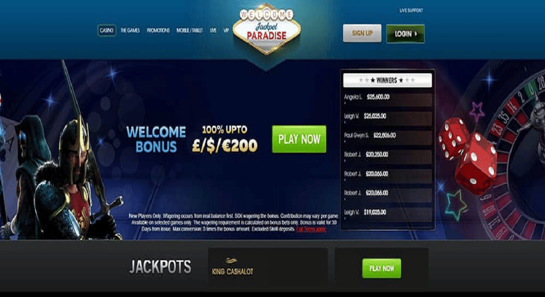 paradise casino homepage
